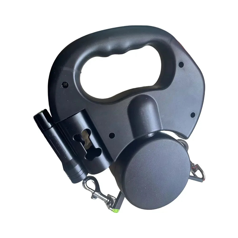 Double Headed Dog Leash Dual Pet Leash 360 Degree Swivel Retractable Dog Leash with LED Light for Small Medium Dogs