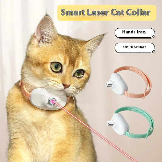 Cat Collar Laser Toy with Red Light, Interactive Cat Laser Toy for Bored Indoor Cats, Rechargeable Electric Laser Collar Toy